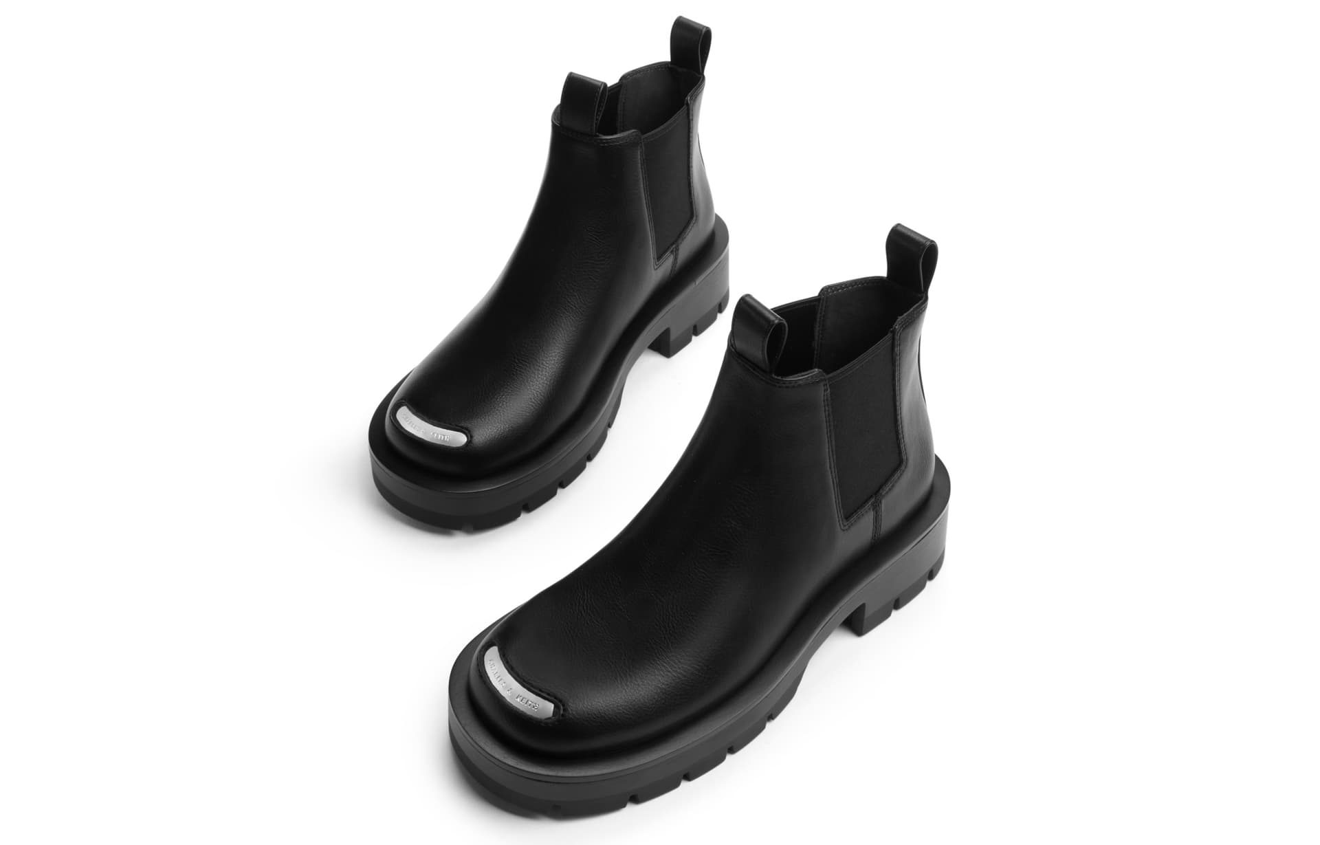 Ботинки челси CHARLES&KEITH PU Модный металлический круглый нос на платформе Короткий Ботинки челси 4,3 см Женский - изображение 5