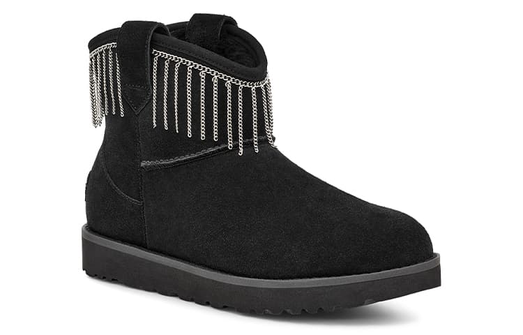 Ботинки зимние UGG Classic Mini Fringe Black - изображение 3