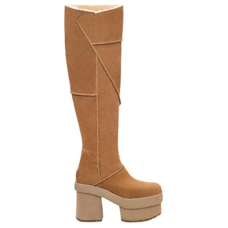 Ботинки UGG Спилок Коровья Кожа Удобные Высокие сапоги до колена 11,43 см Женские Каштановые - изображение 2