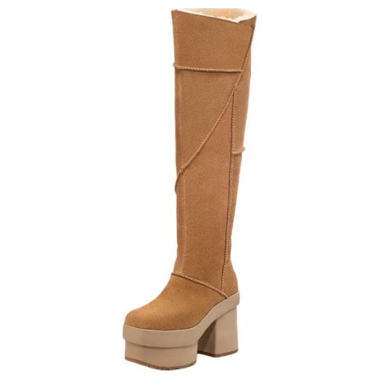 Ботинки UGG Спилок Коровья Кожа Удобные Высокие сапоги до колена 11,43 см Женские Каштановые - изображение 3