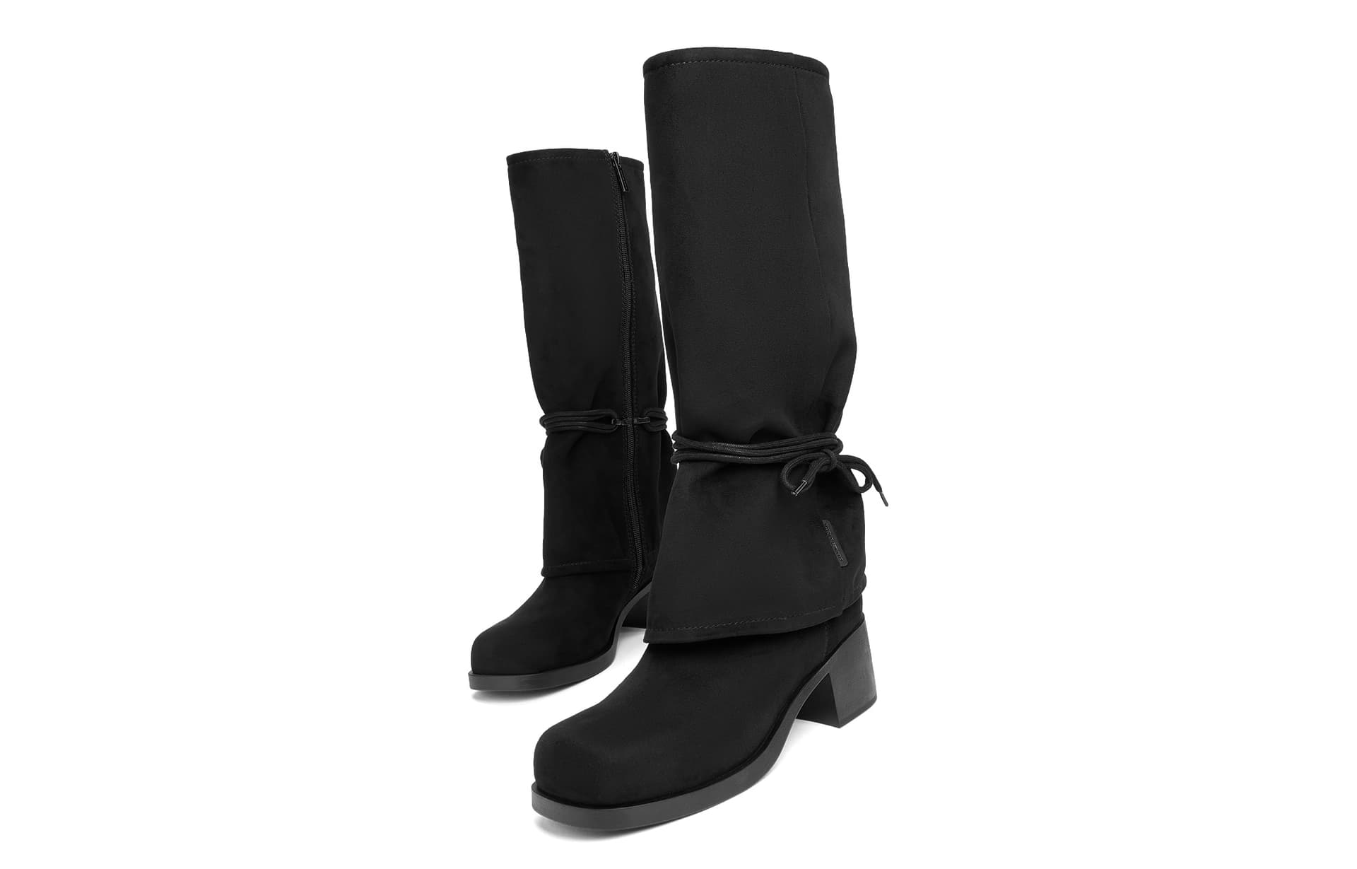 Ботинки CHARLES&KEITH Замшевые сапоги с перекрестными ремешками и грубым каблуком 5,5 см - изображение 3
