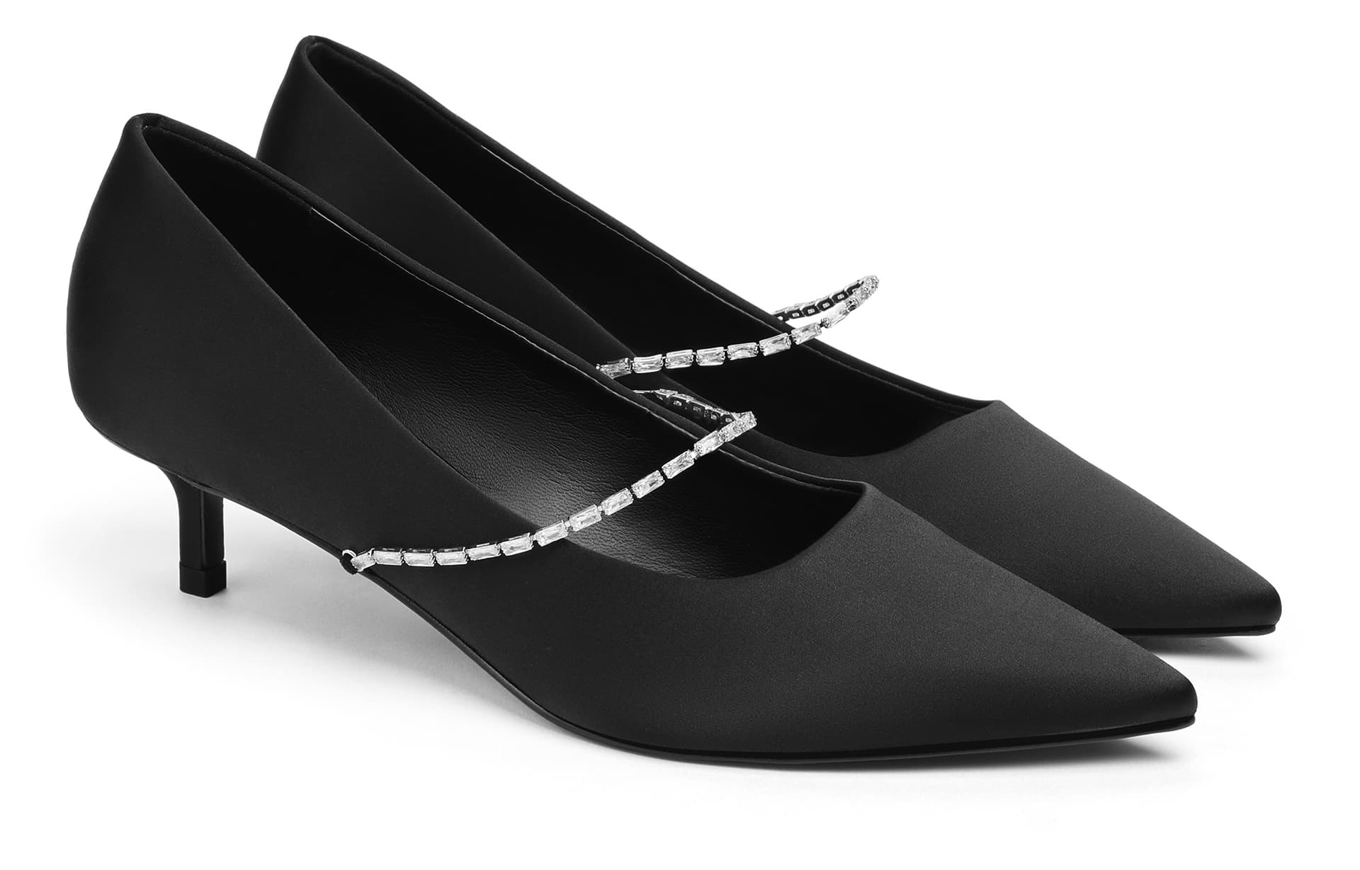 Тапочки CHARLES&KEITH Женские повседневные туфли с острым носом, стразами и цепочкой на каблуке 4,5 см - изображение 2