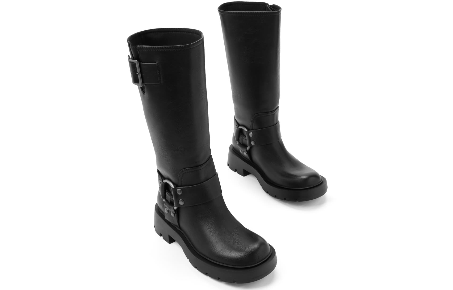 Ботинки CHARLES&KEITH PU ковбойские сапоги с винтажной пряжкой на каблуке 4,1 см - изображение 6