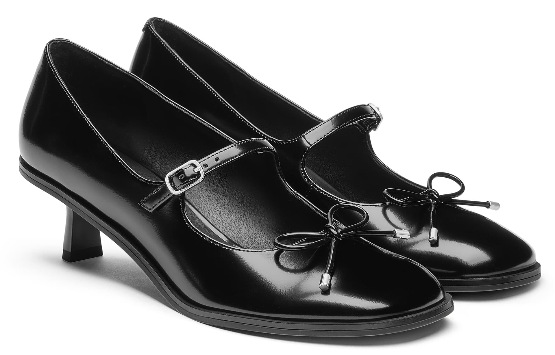CHARLES&KEITH PU туфли Мэри Джейн с круглым носком, бантом и узким каблуком 5 см, французский винтажный стиль, универсальные женские - изображение 2