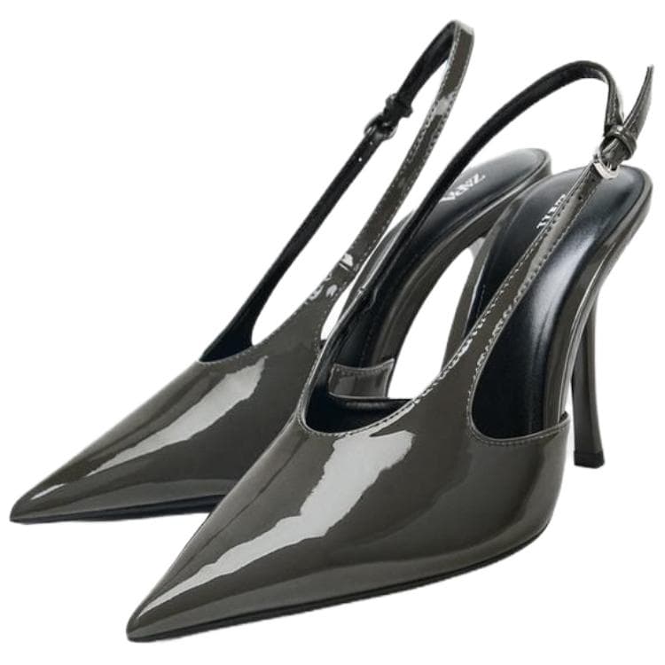 Туфли ZARA PU (полиуретан) Узкий каблук Высокие каблуки 11 см Женские Серый - изображение 3