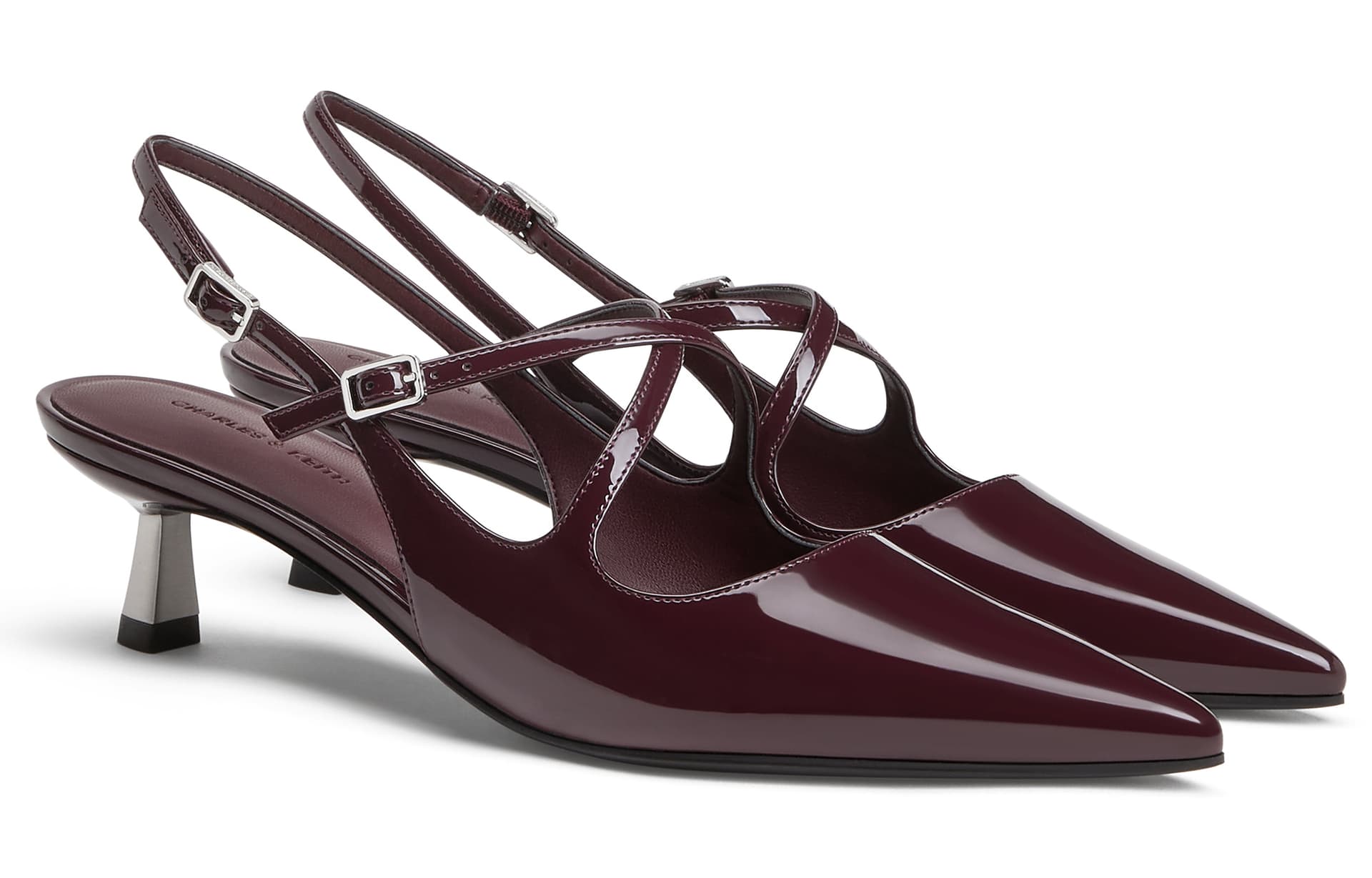 Туфли CHARLES&KEITH PU элегантные сандалии с заостренным носком и бантом на узком каблуке 5,2 см женские - изображение 2