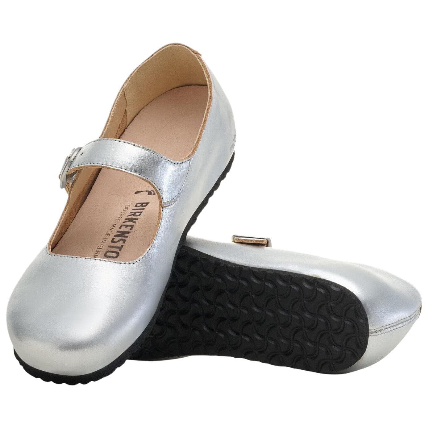 Birkenstock Santa Clarita Кожа Тонкие и без объема Туфли Мэри Джейн Женские Серебряные Узкие - изображение 5