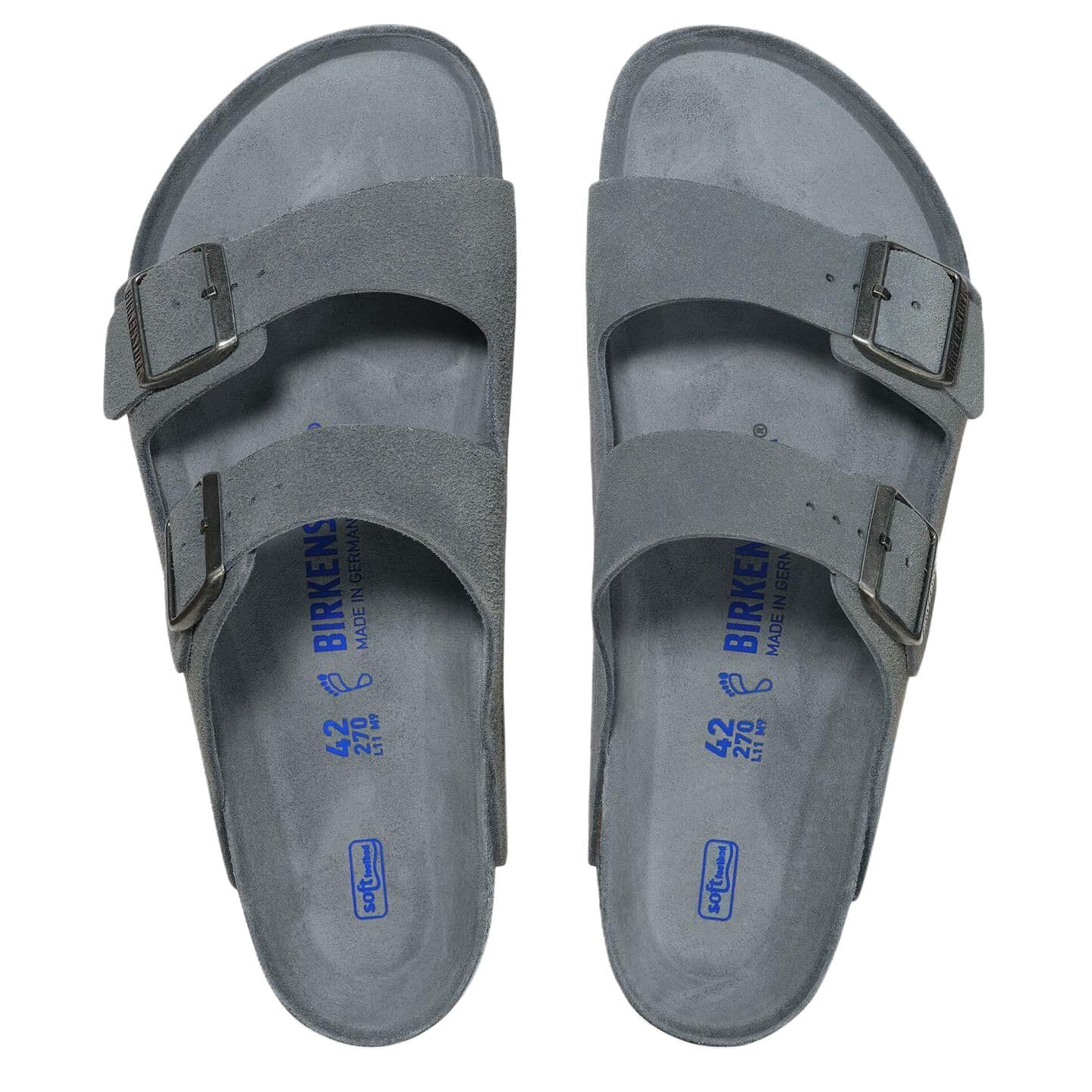 Сандалии Birkenstock Arizona Soft Footbed Шлепанцы Унисекс Серый Стандартный (Standard) Свободный крой - изображение 4