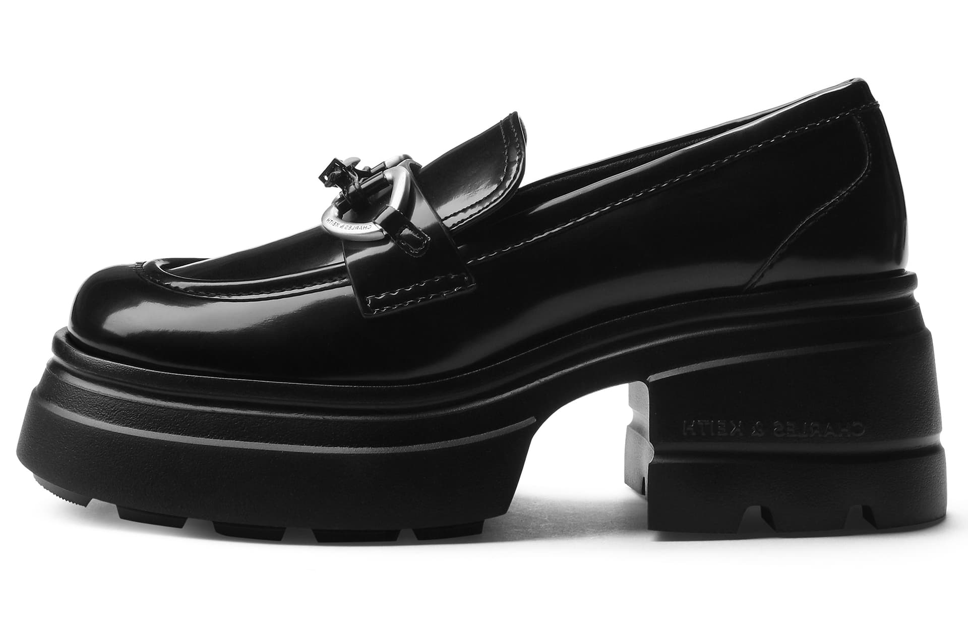 Лоферы CHARLES&KEITH Готическое платье в стиле Лолита из PU, британский стиль, лоферы на платформе 7 см, женские, черный/бронзовый - изображение 2