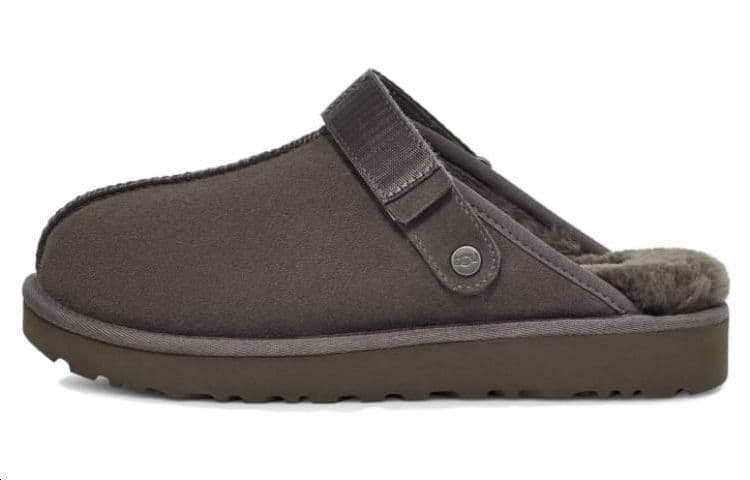 Сандалии UGG Домашние тапочки из кожи женские серые - изображение 1