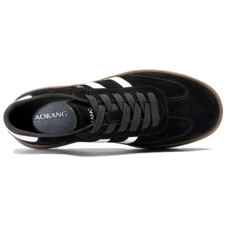 Кроссовки Aokang Vintage Round Toe Low Top Sneakers Black White - изображение 4