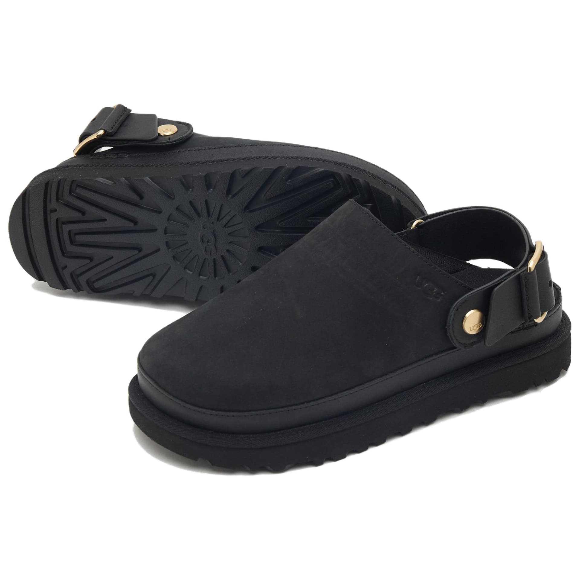 Тапочки UGG Goldenstar Clog Кожа Повседневная обувь Женская Черная - изображение 4