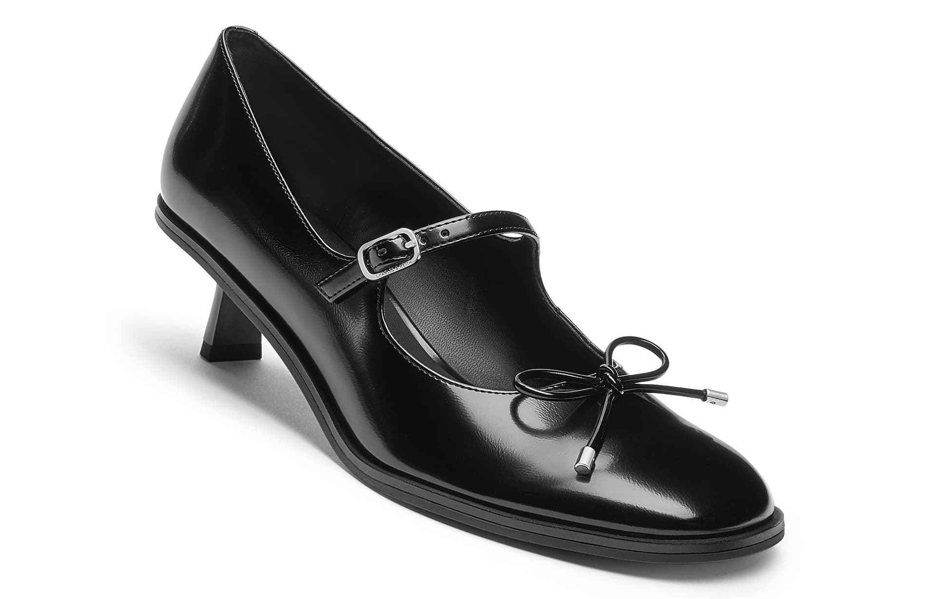 CHARLES&KEITH PU туфли Мэри Джейн с круглым носком, бантом и узким каблуком 5 см, французский винтажный стиль, универсальные женские - изображение 3