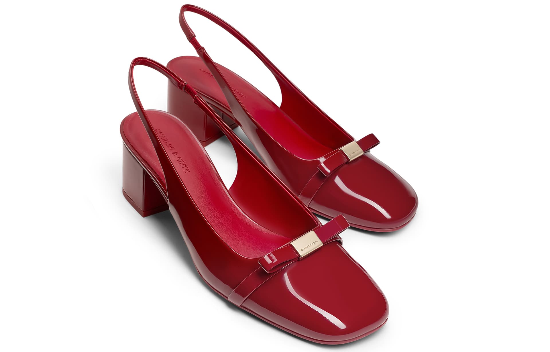 Туфли CHARLES&KEITH PU увеличивающий рост круглый носок бант обувь без подкладки сандалии свадебные квадратный каблук высокие каблуки 5,7 см женские - изображение 3