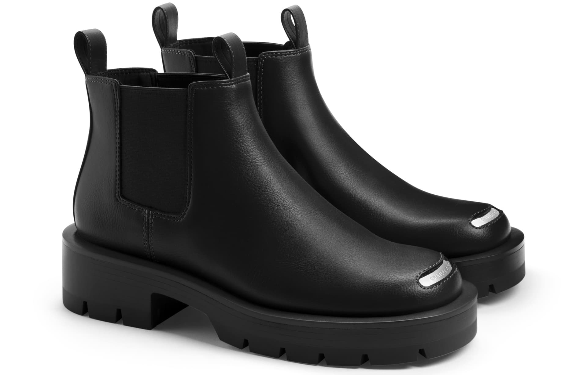 Ботинки челси CHARLES&KEITH PU Модный металлический круглый нос на платформе Короткий Ботинки челси 4,3 см Женский - изображение 3