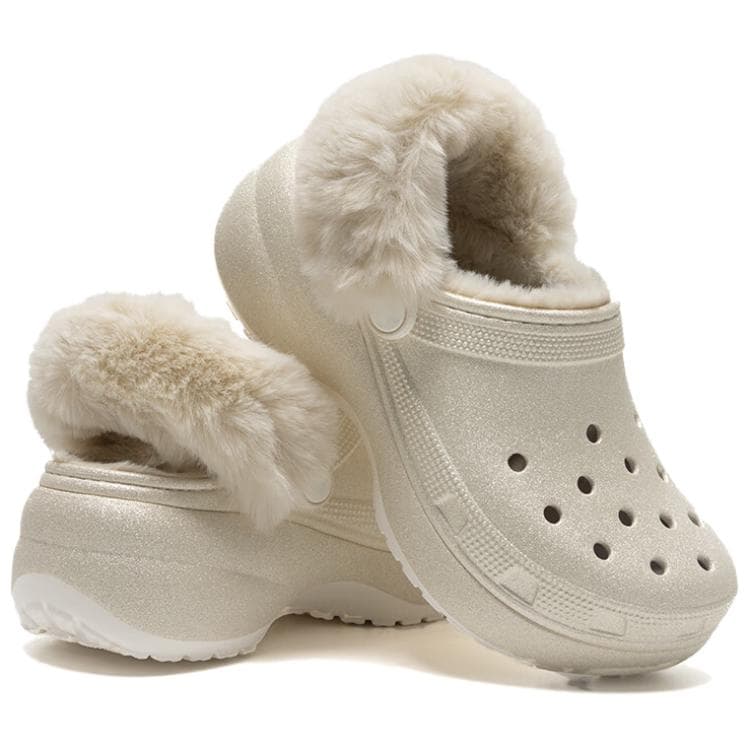 Сабо Crocs Cls Платформа Утепленные Блестящие Розовые CG Сабо Женские Белые - изображение 4