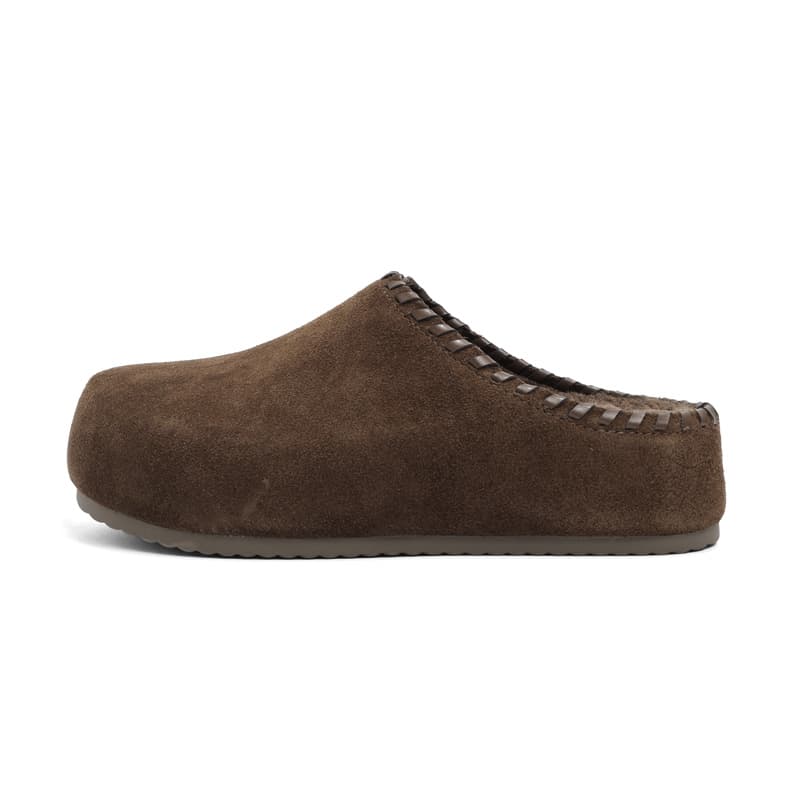 Сандалии CENTRAL&KITTY Обувь в стиле Birkenstock Слипоны Утолщенная флисовая подкладка Термозащитный Резиновая подошва Тапочки с закрытым носом Женский Мокко - изображение 1