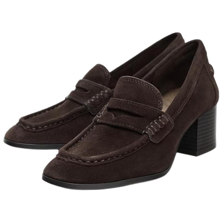 Туфли ZARA Коровья кожа грубый каблук высокие каблуки 5,5 см женские коричневый - изображение 3