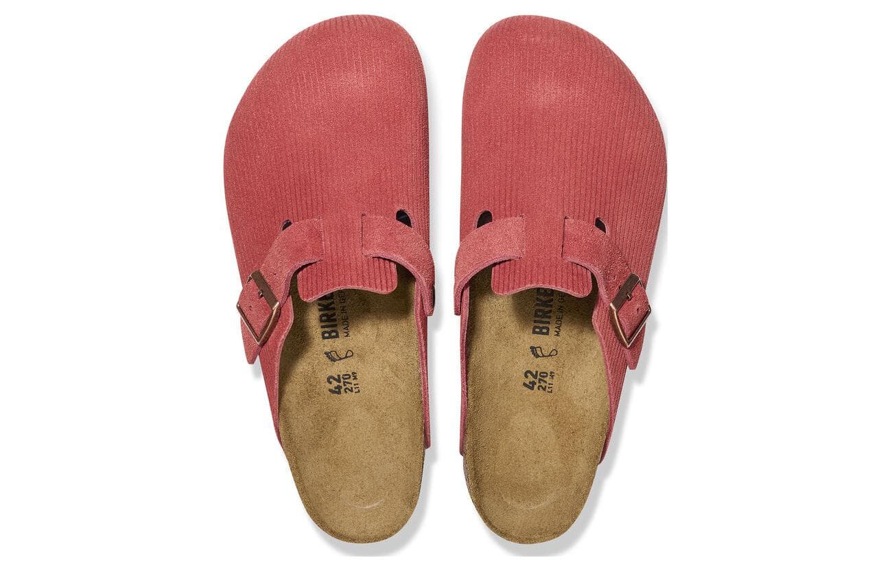 Сандалии Birkenstock Замша Закрытые тапочки Унисекс Розовый Узкая версия - изображение 3