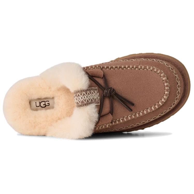 Сандалии UGG Leisure Повседневные Универсальные Винтажные Флисовые Подкладочные Мюли ЭВА Устойчивые к Износу Домашние Тапочки - изображение 3
