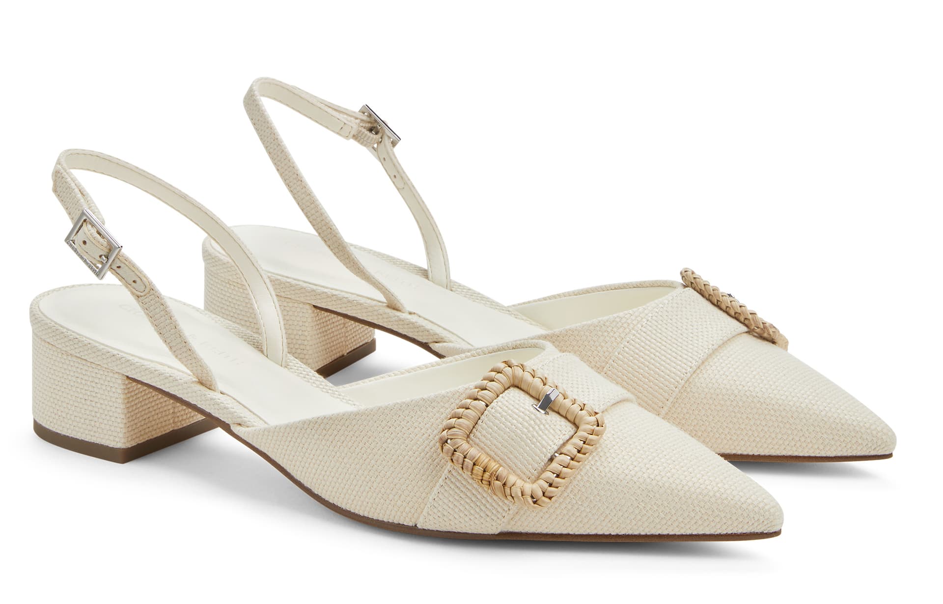 Шлёпанцы CHARLES&KEITH PU модные сандалии с плетеными пряжками, заостренным носком, грубым каблуком, высотой 3,7 см - изображение 2