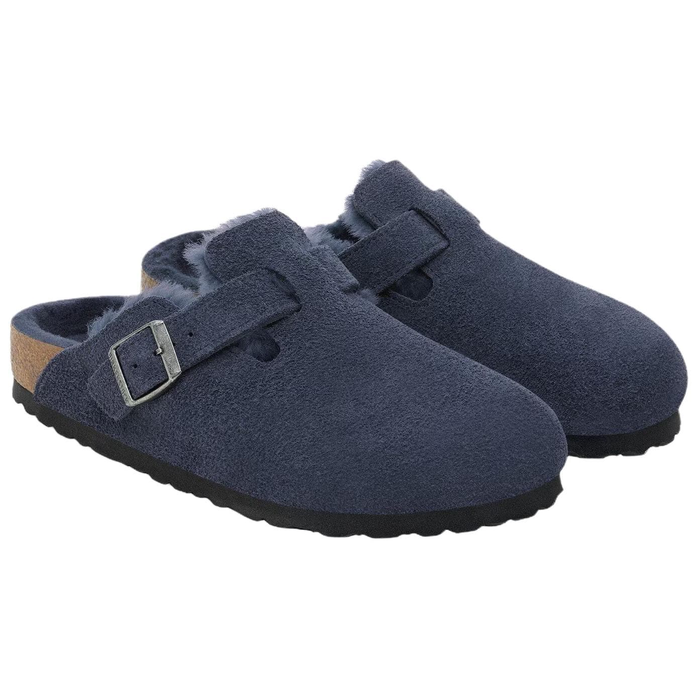 Сандалии Birkenstock X Boston Shearling Модные И Удобные EVA Тапочки С Закрытым Носком Унисекс Темно-синий Узкая Версия - изображение 3