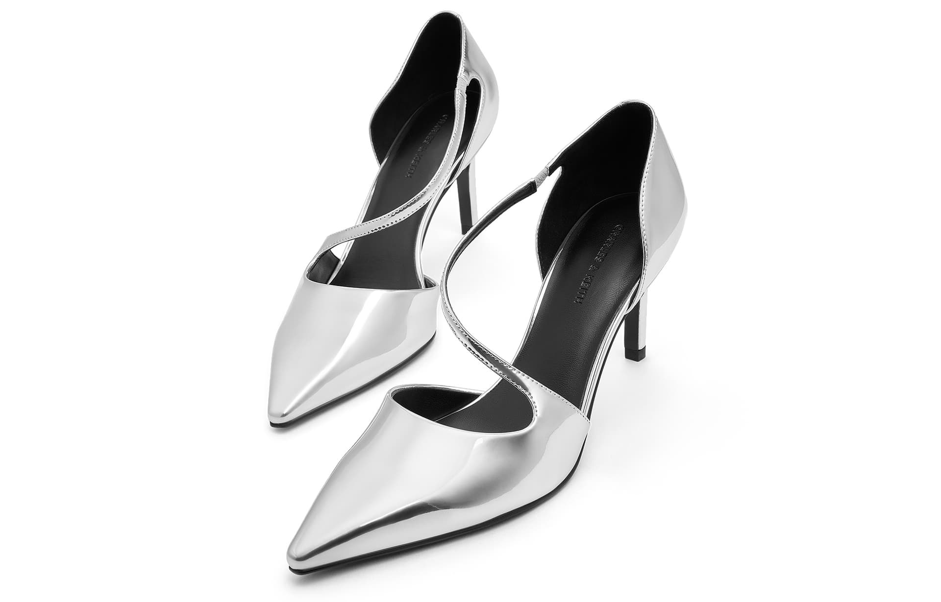 Туфли CHARLES&KEITH Маленький CK ПУ (полиуретан) Ткань Элегантность Заостренный Носок Низкий Вырез Обувь Без Подкладки Узкий Каблук Высокие Каблуки Женские - изображение 3