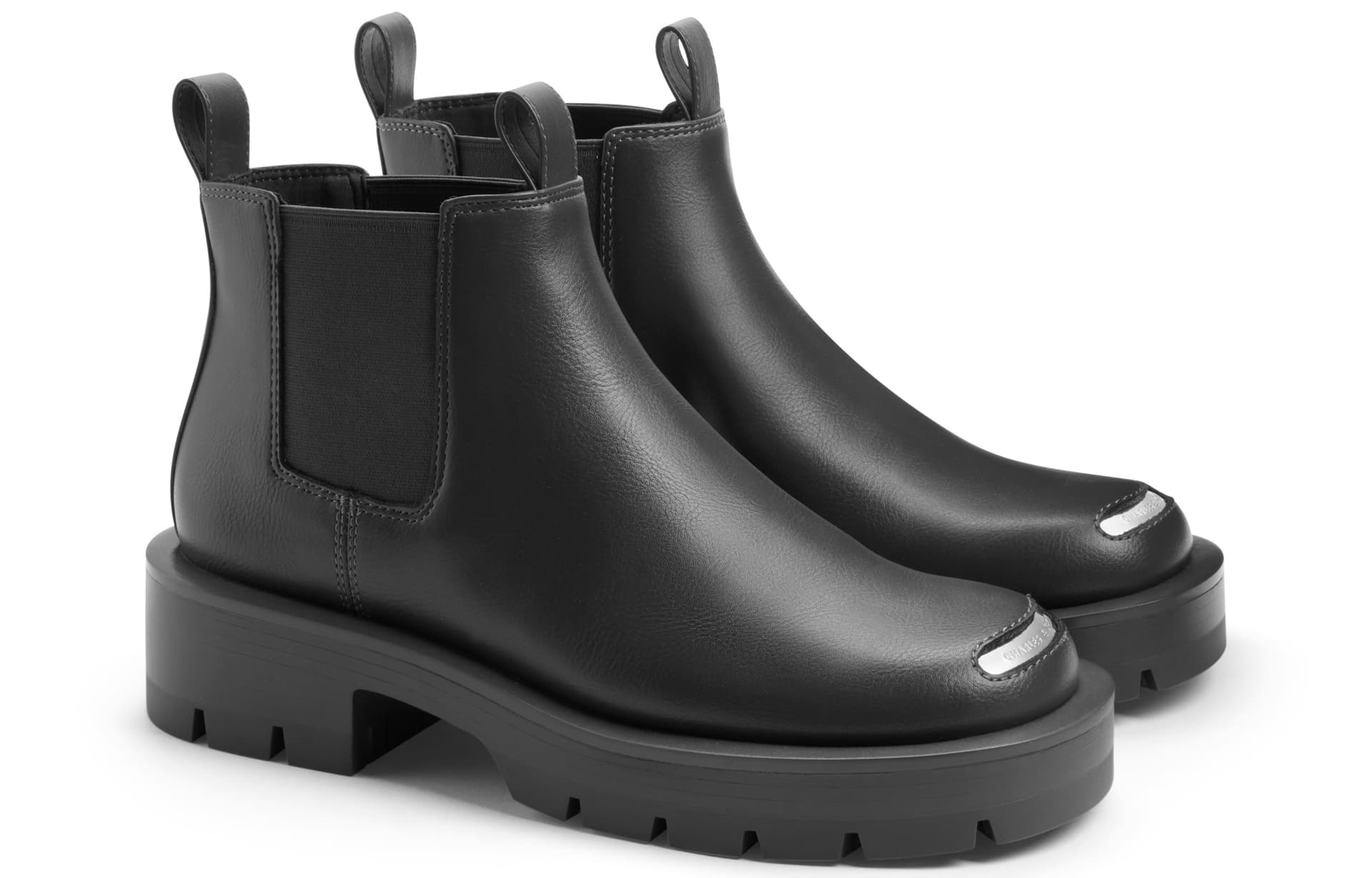 Ботинки челси CHARLES&KEITH PU Модный металлический круглый нос на платформе Короткий Ботинки челси 4,3 см Женский - изображение 4