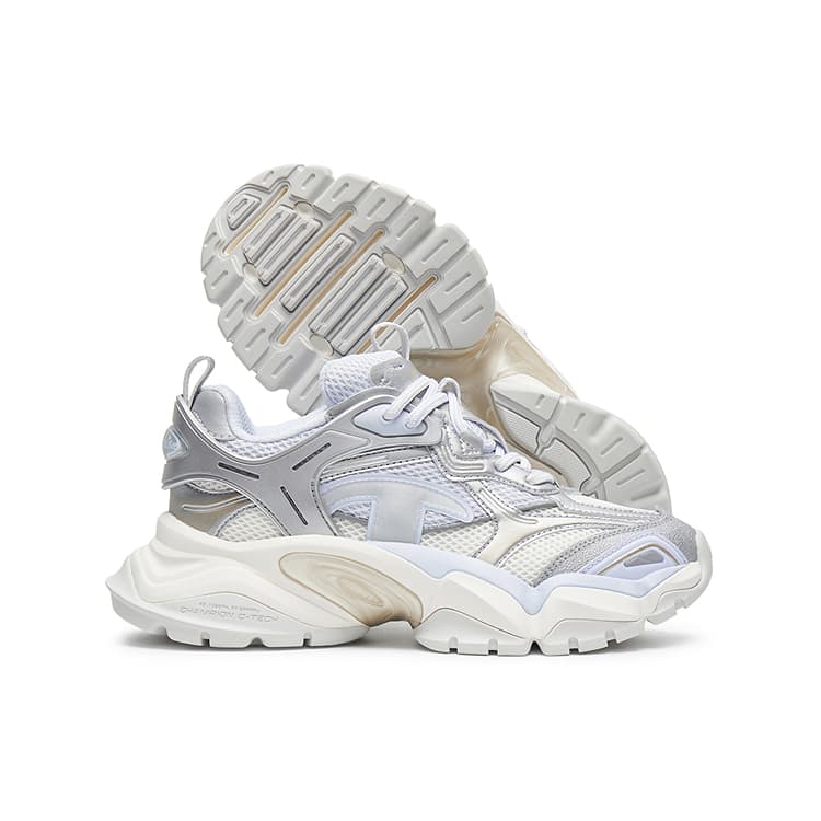 Кроссовки Champion Tooth Shark Shoes Пава Броня Низкие Кроссовки с Толстой Подошвой Женские Серебряный Белый Лунный Камень Синий - изображение 3