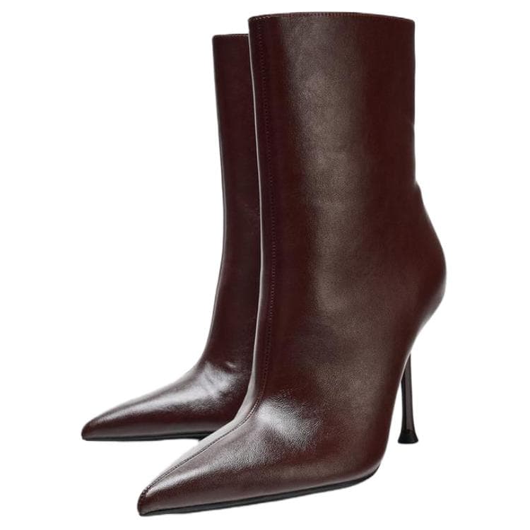 Сапоги ZARA ПУ (полиуретан) Ботильоны 8 см Женские Коричневый - изображение 2