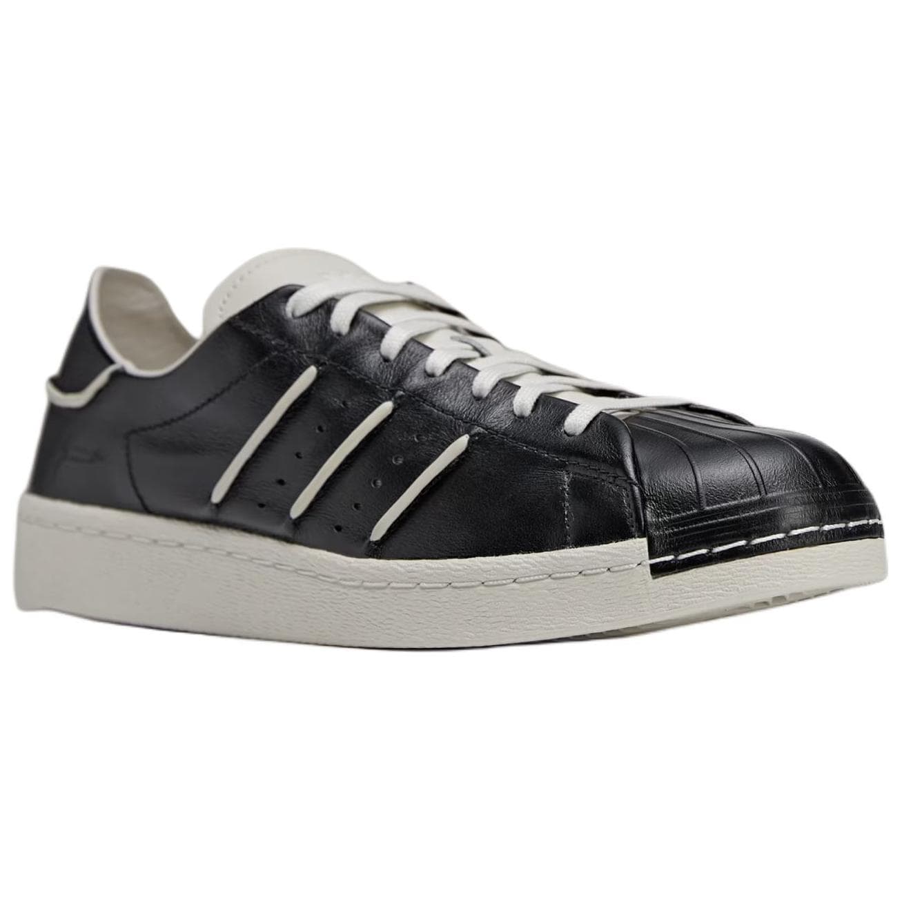 Кроссовки Y-3 SUPERSTAR 100% кожа Круглый носок Винтаж Лоу-топы Повседневная обувь для скейтборда Унисекс Черный - изображение 4