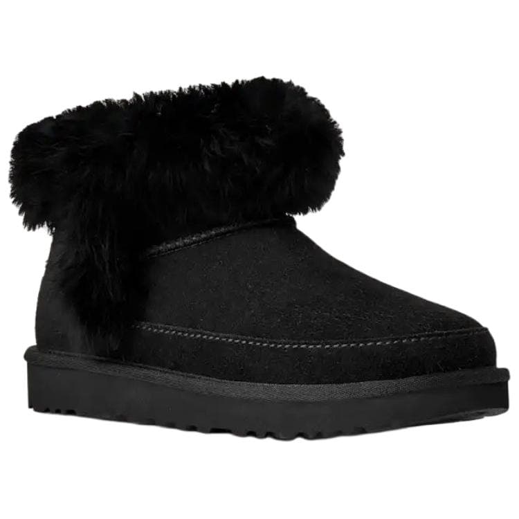 Ботинки зимние UGG CLASSIC ULTRA MINI CHALET Искусственная замша Термический Короткий Снегобут Женские Черный - изображение 3