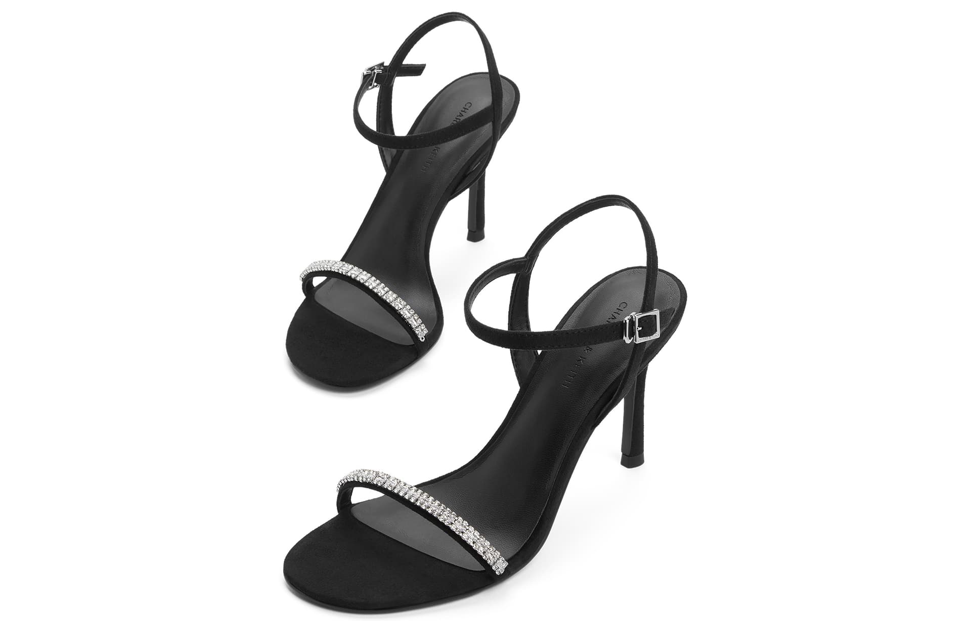 Шлёпанцы CHARLES&KEITH PU Ткань Вечерние Туфли С Открытым Носком И Стразами Для Невесты Босоножки На Высоком Каблуке 9,2 См Женские Многоцветные - изображение 3
