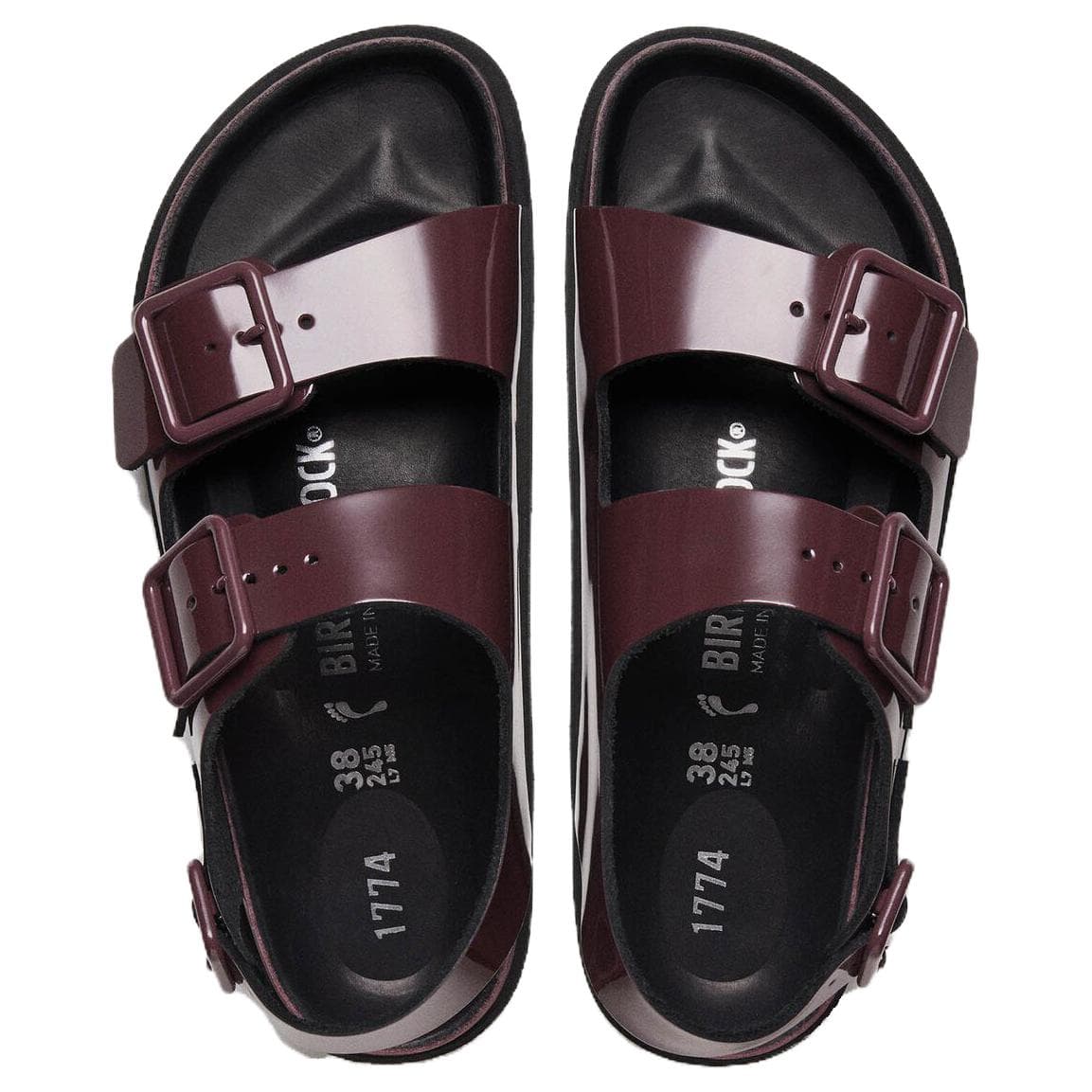 Шлёпанцы Birkenstock 1774 Лак Кожаные Сандалии с Одинарной Шнуровкой Унисекс Красные Узкие - изображение 2