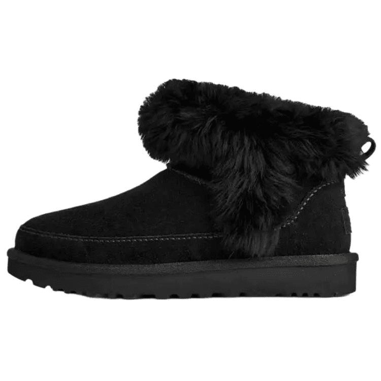 Ботинки зимние UGG CLASSIC ULTRA MINI CHALET Искусственная замша Термический Короткий Снегобут Женские Черный - изображение 1