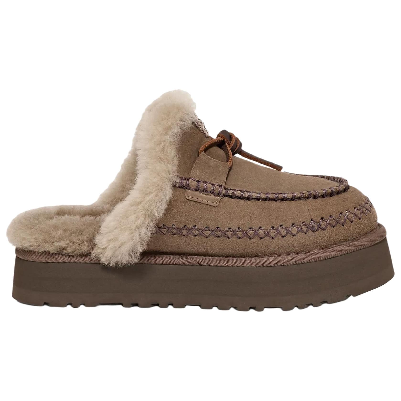 Сандалии UGG Artificial Suede Мода Круглый носок С флисовой подкладкой Мюли Устойчивые к истиранию Домашние тапочки Женские Умбра - изображение 2