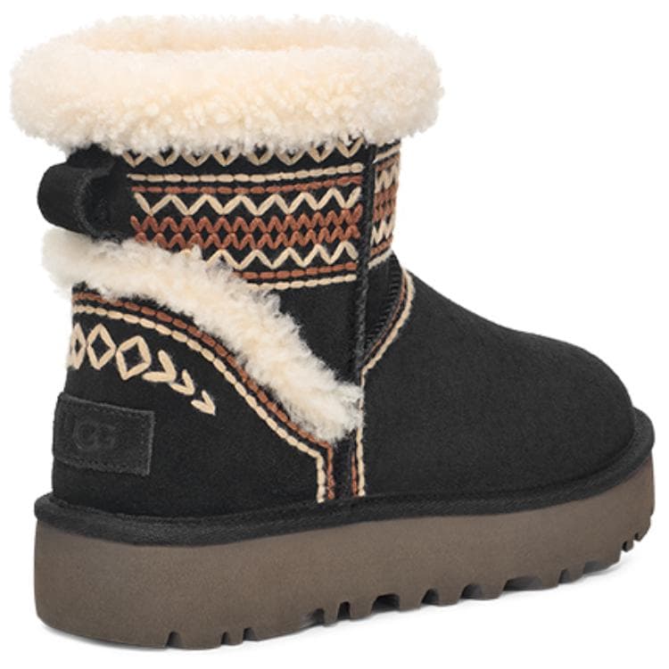 Ботинки зимние UGG CLASSIC MINI Atherson Коровья кожа Спилок с флисовой подкладкой модный удобный короткий сноубутсы женский черный - изображение 3