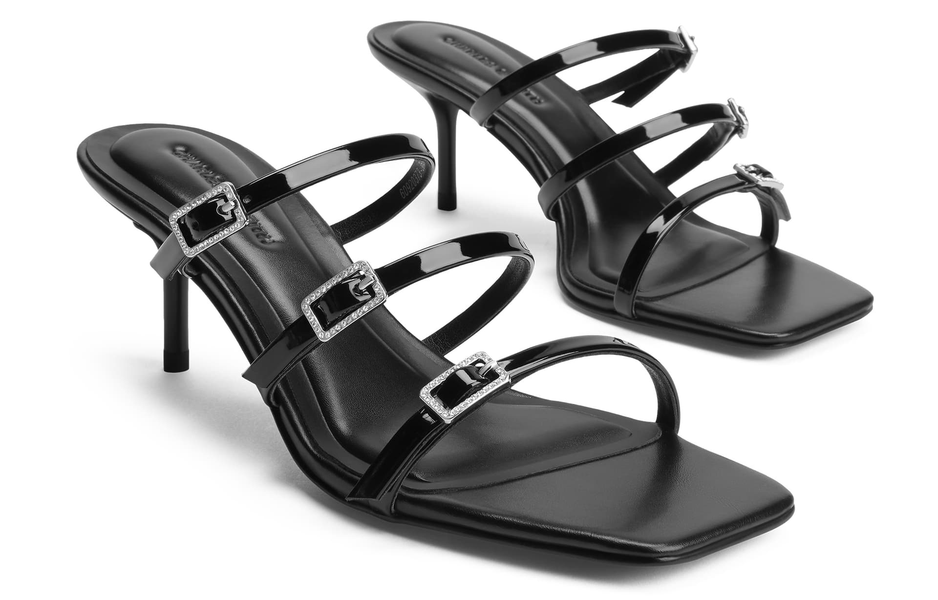 Сандалии CHARLESKEITH ck 6.5cm Black PatentSilverDenim Blue - изображение 3