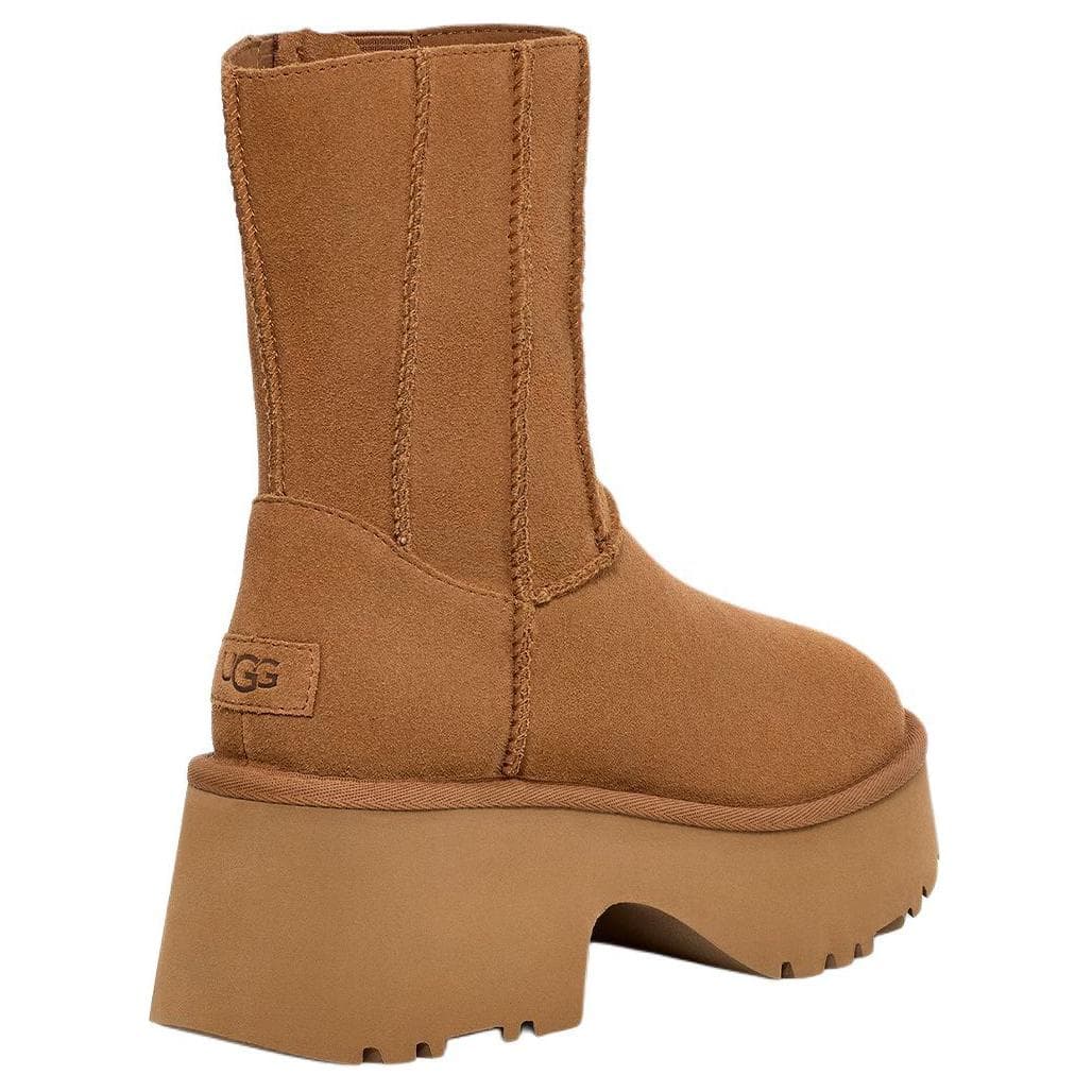 Ботинки зимние UGG Корова Спилок С флисовой подкладкой Молния Круглый носок Короткий Снекер Женские Каштановый - изображение 4