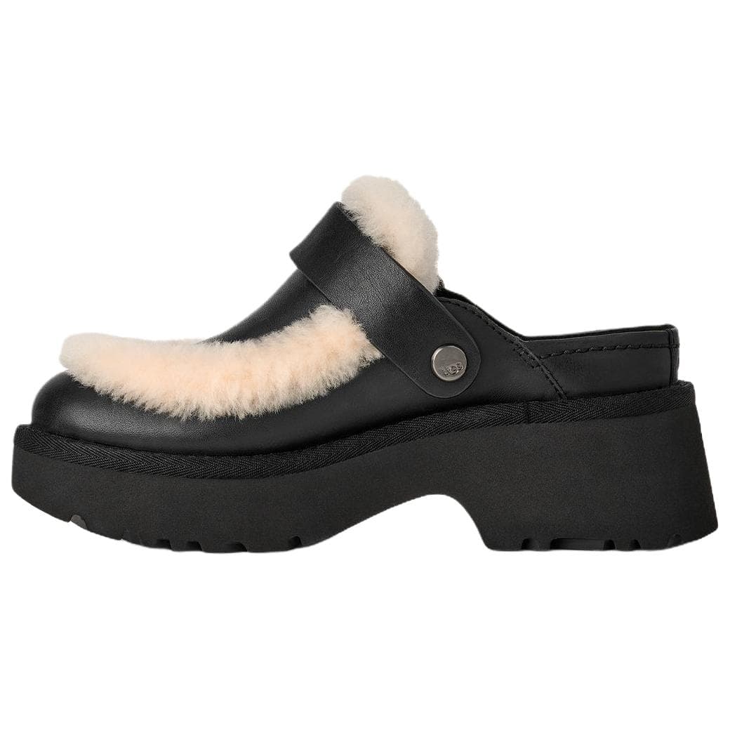 Тапочки UGG Esmee Коровья кожа Повседневная обувь 5,1 см Женская Черная - изображение 2