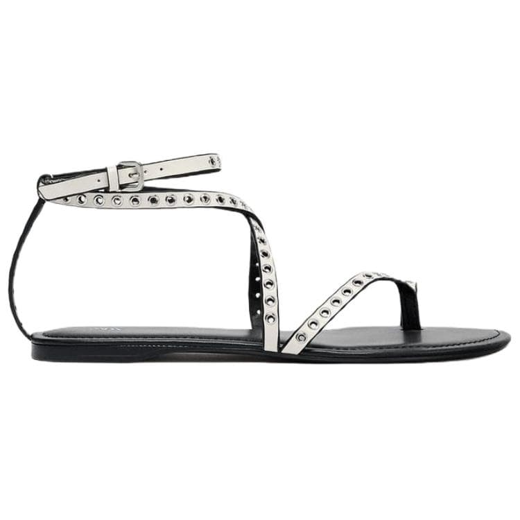 Шлёпанцы ZARA ПУ (полиуретан) Одиночные Шнуровые Сандалии 1CM Женские Белые - изображение 2