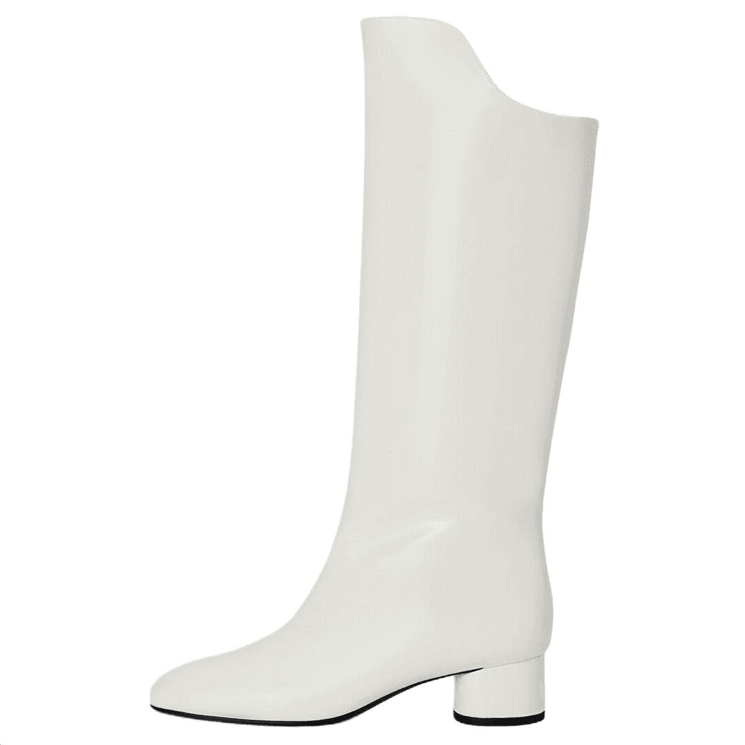 Ботинки CHARLES&KEITH PU винтажные высокие сапоги женские белые - изображение 1