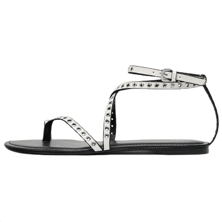 Шлёпанцы ZARA ПУ (полиуретан) Одиночные Шнуровые Сандалии 1CM Женские Белые - изображение 1