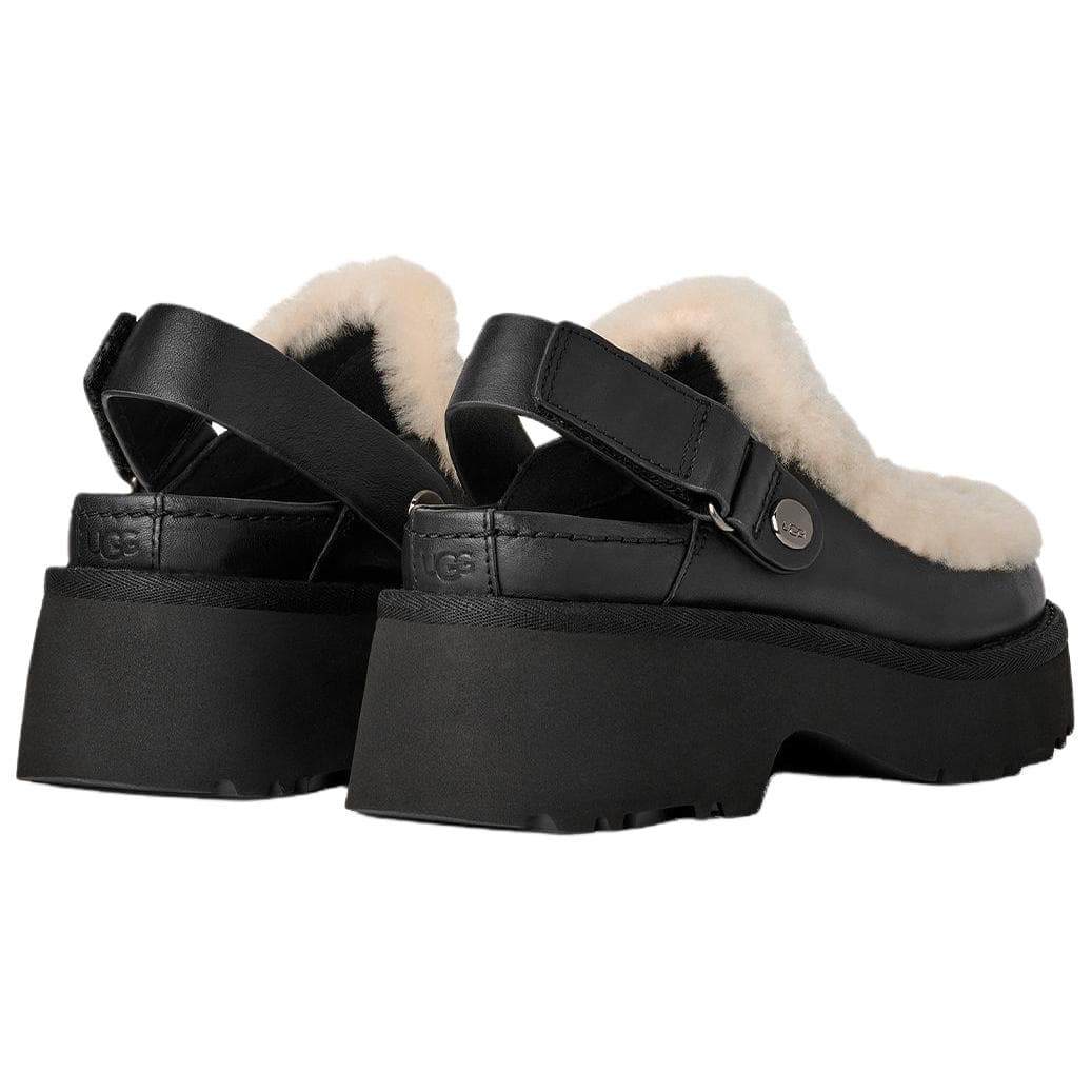 Тапочки UGG Esmee Коровья кожа Повседневная обувь 5,1 см Женская Черная - изображение 4