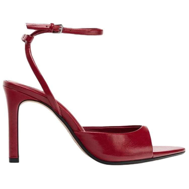 Шлёпанцы ZARA ПУ (полиуретан) Одиночные Шнуровые Сандалии 9,5 см Женские Красные - изображение 2