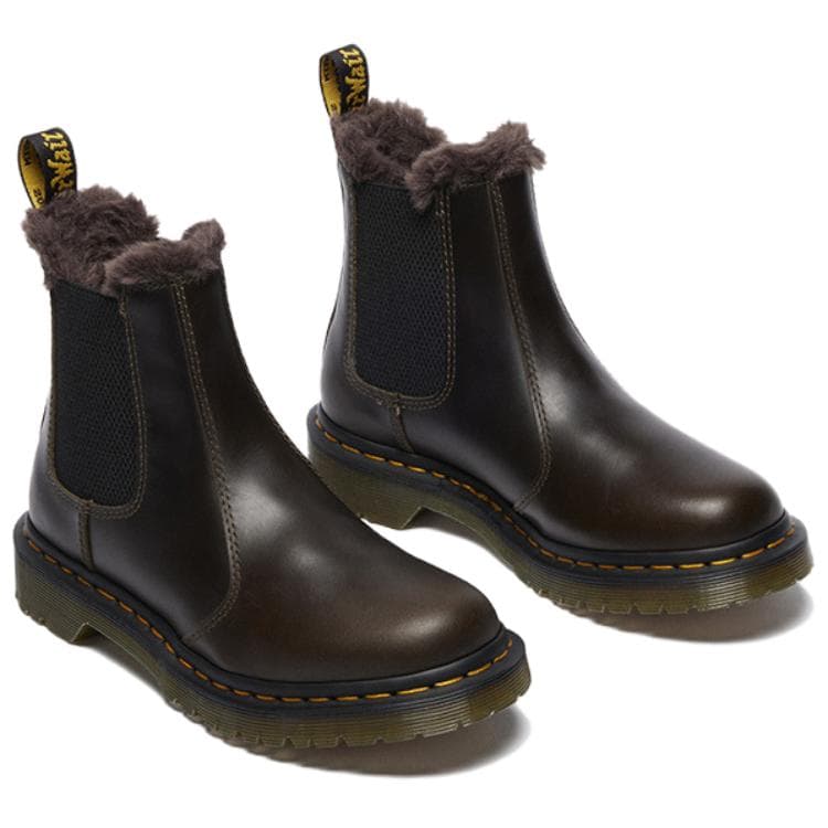 Ботинки челси Dr.Martens Коровья кожа Плюшевый Короткий Челси Женский Темно-коричневый - изображение 2