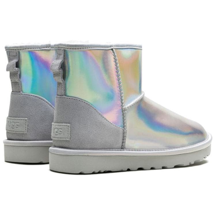 Ботинки зимние UGG CLASSIC MINI Радужная Телячья Кожа Короткие Снежные Ботинки Женские Ледниково-Серый - изображение 4
