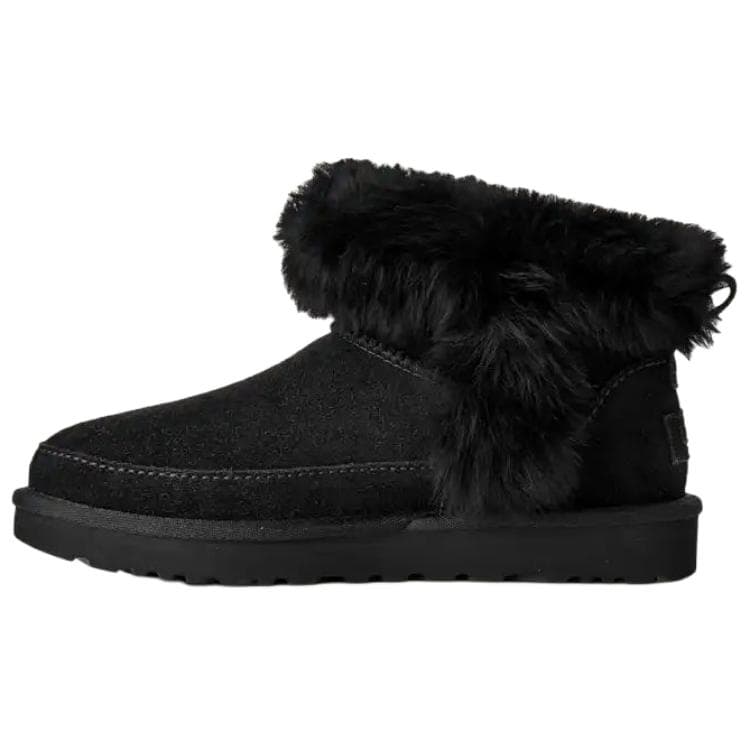 Ботинки зимние UGG CLASSIC ULTRA MINI CHALET Искусственная замша Термический Короткий Снегобут Женские Черный - изображение 2