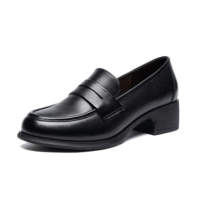 Лоферы ZHR Коровья кожа Лоферы 4CM Женские Черные - изображение 2