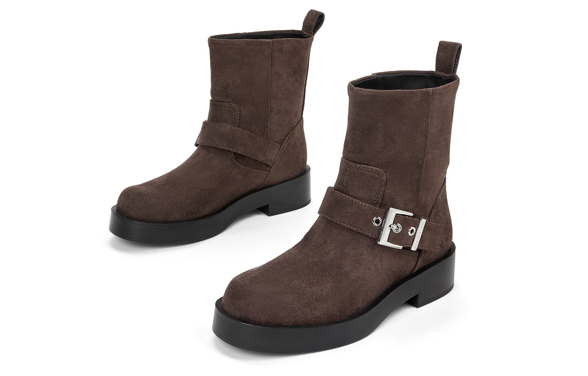 Сапоги CHARLES&KEITH PU ботильоны с металлической пряжкой и круглым носком, каблук 4 см, женские, многоцветные - изображение 6